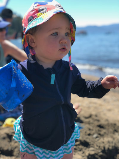 Avery at Lake Tahoe enjoying the sun with her cousins